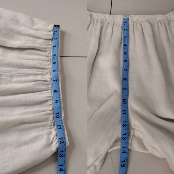 Cut Loose Linen Elastic Waist High Rise Lagenlook Minimalist Wide Leg Pants Sz S - Picture 13 of 14